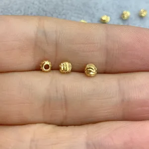 4mm gold plated twisted round spacer beads for DIY handmade necklace bracelet jewelry.