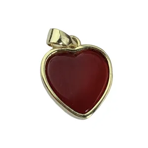 Fashion red heart pendant gold-rimmed minimalist necklace accessory for women daily wear charm gift