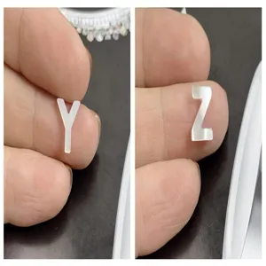 Natürliche weiße Perlmutt Muschel Alphabet Buchstabe Y Z DIY Schmuck Anhänger Perlen Details.