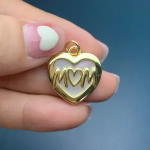 Mother's Day gold heart MOM pendant DIY charm fashion jewelry accessory for women