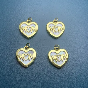 Mother's Day Gold Heart MOM Pendant DIY Jewelry Accessories Fashion Charms Set New