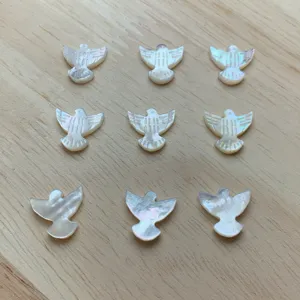 Cuentas sueltas de nácar paloma blanca, pequeños colgantes de concha para joyas DIY