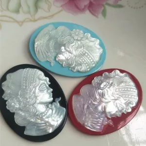 Natural Butterfly Shell Cameo Relief Lady Portrait Pendant Accessory Vintage Carved Mother Of Pearl For Necklace Jewelry Making Women