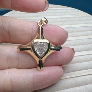 Herz Zirkon Anhänger, minimalistischer goldener Kreuz Halskette Charms für DIY Schmuck.