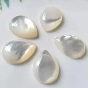 Conjunto de cabujones de nácar natural en forma de lágrima para joyería DIY y anillos.