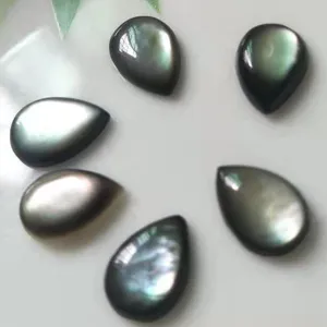 Cabochon de gota de concha negra natural para accesorios de joyería DIY anillo colgante.
