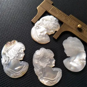 Natural mother-of-pearl carved cameo pendant accessories for DIY jewelry making and inlay.