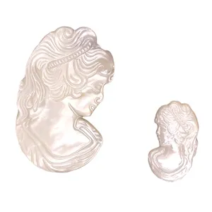 Natural white mother-of-pearl cameo pendant DIY jewelry accessory exquisite carving