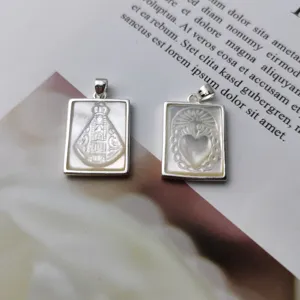 Ciondolo cuore sacro e maria in argento 925 e madreperla naturale accessori gioielli fai da te