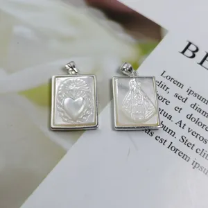 Ciondolo Cuore Sacro e Vergine Maria in Madreperla Argento 925 Accessori Gioielli