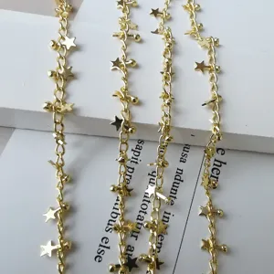 Vergoldete Stern- und Perlenkette Halskettenkomponente, zartes DIY Schmuckzubehör.