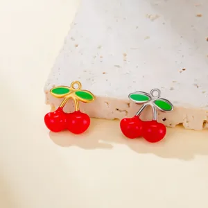 Stainless steel cherry pendants charms DIY handmade jewelry making accessories necklaces earrings.
