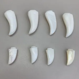Natural white mother-of-pearl 3D wolf tooth cabochon for DIY pendant jewelry making accessories