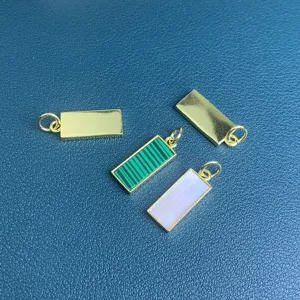 Pendentifs rectangulaires en métal, breloques et accessoires de bijoux DIY avec malachite.