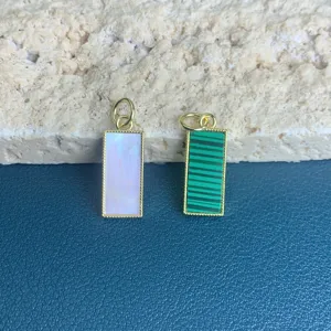 Petit pendentif rectangulaire breloque accessoires bijoux DIY collier boucles nacre