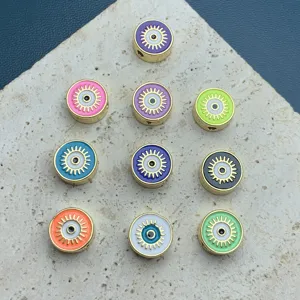 Mode Européenne Et Américaine Cuivre Émail Mauvais Œil Perles Vrac Accessoires De Bijoux Fait Main DIY