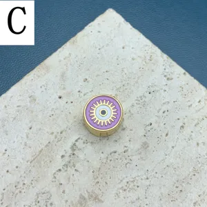 Perle ronde émail mauvais œil pendentif plaqué or pour bracelet collier bijoux DIY