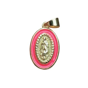 Pendentif ovale émail Notre-Dame de Guadalupe or mode femmes collier bijoux DIY