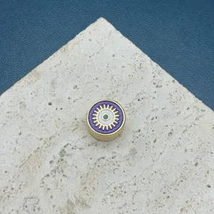 Perle ronde mauvais œil émail violet or accessoire bijoux diy fabrication bracelet