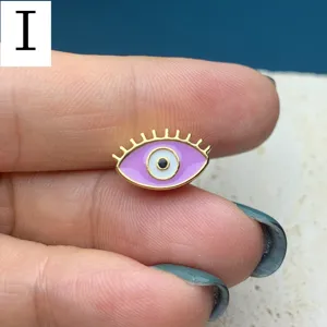 Pendentif perle marquise mauvais œil, accessoire de bijoux DIY émaillé double face.