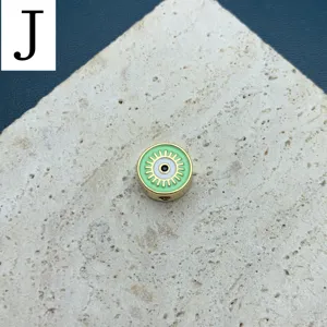 Perle lâche émaillée œil maléfique vert rond pour bracelet de mode DIY accessoires de bijoux
