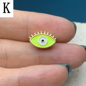 Perle marquise œil maléfique émail vert pendentif plaqué or pour accessoires bijoux DIY