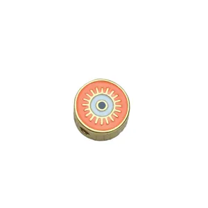 Perles rondes mauvais œil pendentif émail métal pour bracelet collar DIY fabrication vue principale