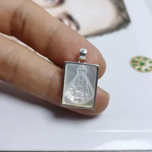 Ciondolo in argento madreperla naturale cuore sacro Vergine Maria gioiello DIY