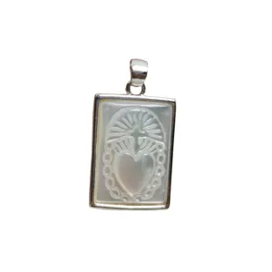 Ciondolo cuore sacro in madreperla naturale argento 925 collana accessori gioielli