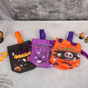 Sac de bonbons Halloween en tissu pochette cadeau effrayante pour fête décoration