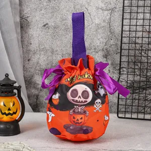 Sac de bonbons d'Halloween sac de citrouille portable cadeau pour enfants pochette en tissu