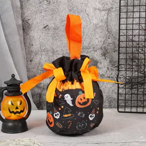 Sac de bonbons Halloween en tissu citrouille pochette cadeau fête enfants décoration effrayant