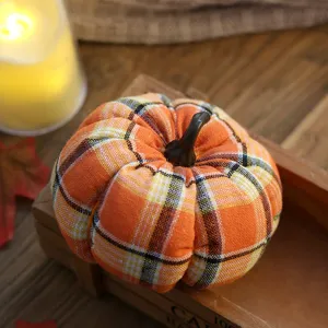 Halloween zucca di stoffa tartan decorazione festa del raccolto autunno casa decor