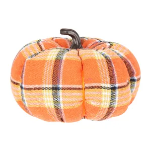 Halloween zucca di stoffa a quadri decorazione festa del raccolto autunno ornamento