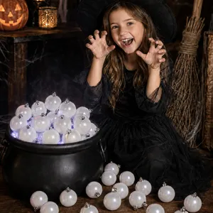Halloween iridescent baubles with witch cauldron set for party haunted house decor