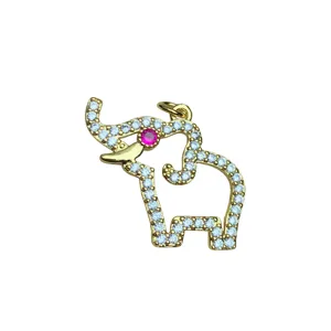 Rhinestone Elephant Pendant Gold Plated Crystal Charm DIY Necklace Earring Jewelry Accessory