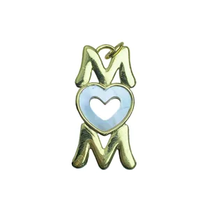 Golden MOM letter heart pendant fashion mother's day jewelry accessory DIY charm