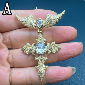 Collier pendentif aile croix gothique pour femmes hip hop zircon bijoux de mode