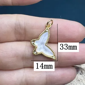 Mother of Pearl Butterfly Pendant Gold Plated Zircon DIY Fashion Jewelry Accessory