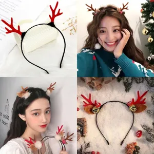 Cerchietto con corna di renna di Natale con campanelli simpatico accessorio per capelli donna bambini.
