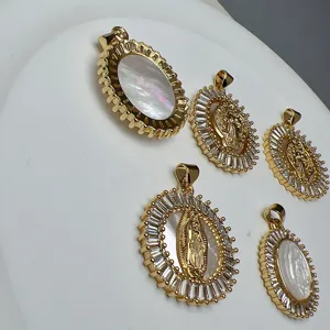 Pendentif Guadalupe en nacre et zircon doré Collier accessoires de bijoux DIY mode