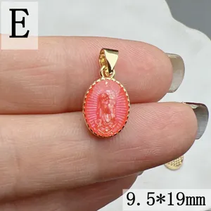 Vergulde emaille Guadalupe hanger DIY sieraden bedel 9.5x19mm mode accessoire item.