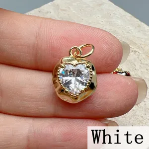 Gold heart cubic zirconia pendant charm, stylish DIY jewelry accessory for necklace making.