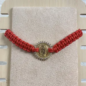 Guadalupe Zircon Red Braided Cord Bracelet Women Fashion Bohemian Adjustable Hand Jewelry