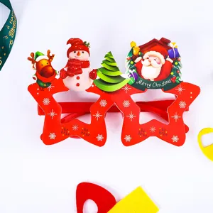 Weihnachts-Party-Cartoon-Brillenfassungen mit süßem Rentier-Schneemann- und Weihnachtsmann-Design.