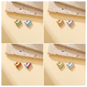 Colgante de Corazón de Acero Inoxidable 304 Chapado en Oro de 18K Accesorios de Joyería Hechos a Mano DIY Con Circonia