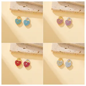 Colgante candado corazon estrass micro pave acero inoxidable detalles accesorios DIY.