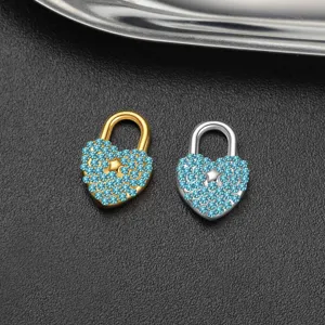 Colgante de Candado de Corazón de Acero Inoxidable 304 Accesorios de Joyería Hechos a Mano DIY Strass