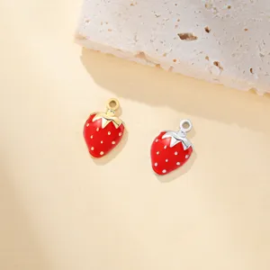 Stainless steel strawberry pendant DIY handmade jewelry charm cute fruit accessory