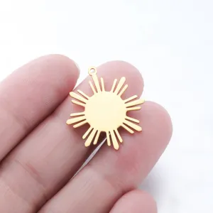 Colgante de sol de acero de titanio dorado abalorio DIY para hacer collar pulsera pendiente